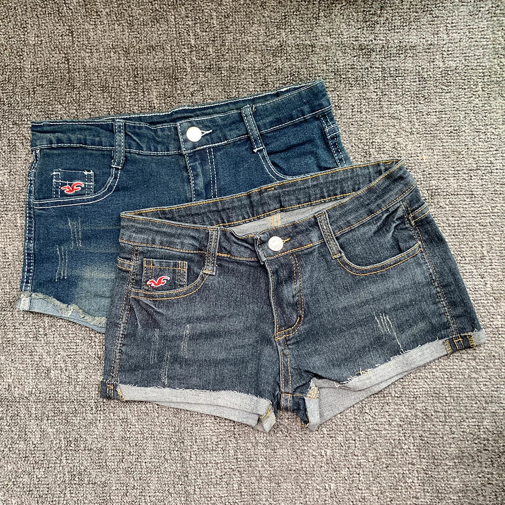 Summer Korean Sexy Low Waist Women Denim Shorts American Lady Y2K