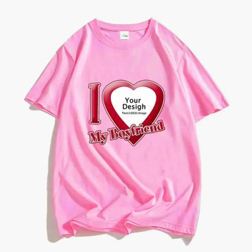DIY I Love My Boyfriend Girlfriend T-shirt For Mens Women Custom Photo